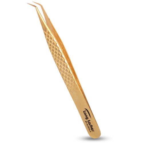 Clește pentru gene Long Lashes - îndoit, auriu, 12cm pentru un look perfect!