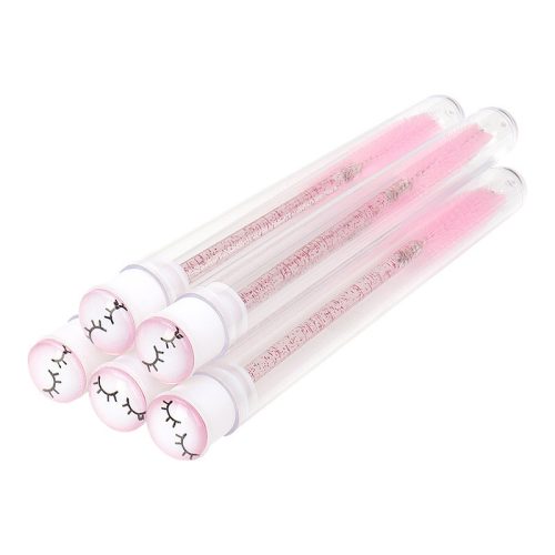 Pieptăn pentru gene Long Lashes, suport din plastic - roz