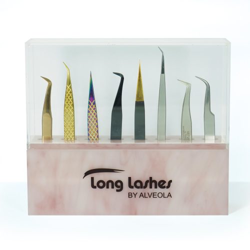 Suport pentru pensete Long Lashes Pro - roz, elegant și practică pentru frumusețea ta.