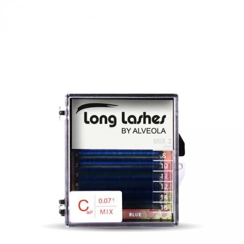 Long Lashes gene de gene artificiale colorate MIX - ALBASTRU C 0,07-8-10-11-12-14-16mm