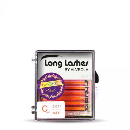 Long Lashes gene de gene false fluorescente MIX - PINK C 0,07-8-9-10-11-12-13mm