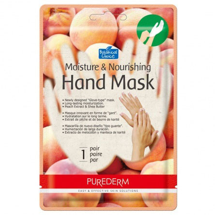 PureDerm Mască de mâini cu piersici - hidratare și îngrijire delicată.