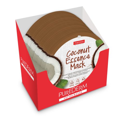 PureDerm Mască cu cocos, pachet de 24 bucăți, îngrijire intensivă.