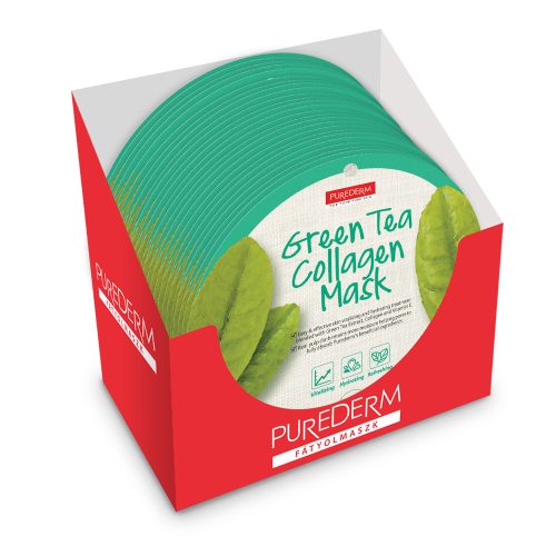 PureDerm Mască cu Ceai Verde, 24 buc/pachet - îngrijire și detoxifiere.