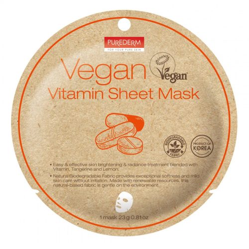 PureDerm masca vegană cu vitamine 3 în 1 pentru o piele radiantă