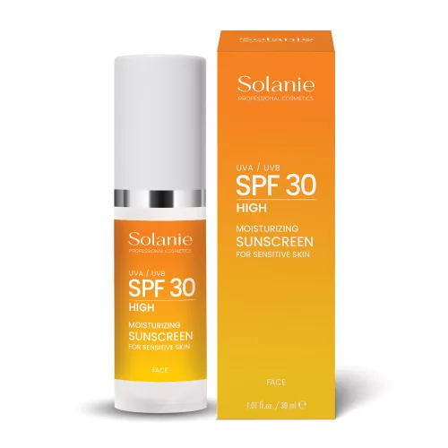 Crema hidratantă pentru față cu protecție solară Solanie, pentru piele sensibilă, 30ml