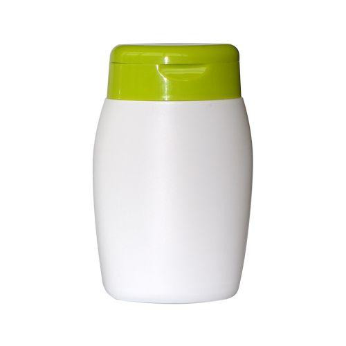 Flacon alb cu capac verde 100ml - ideal pentru parfumuri sau cosmetice.