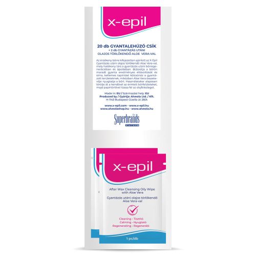 X-Epil Benzin pentru epilare cu 20 de benzi + 2 șervețele umede.