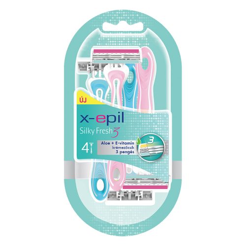 X-Epil Silky Fresh 4 buc. 3 lame rase de unică folosință pentru o piele catifelată.