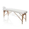 Masă de masaj pliabilă albă Master Wood - confort și eleganță pentru relaxare.