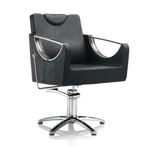 Scaun de coafură Hair Crown negru - cu bază în formă de stea