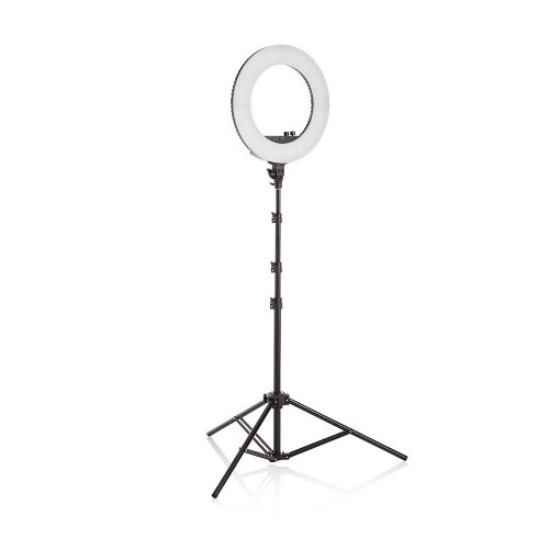 Lampa LED rotundă pentru machiaj, cu suport pentru cameră/telefon