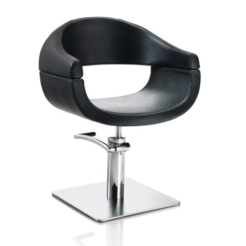 Scaun de coafură Hair Queen negru - cu bază pătrată pentru stilizare elegantă.