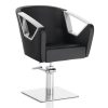 Scaun de frizerie Hair Astra negru - baza pătrată, elegant și confortabil.