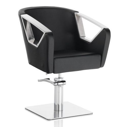 Scaun de frizerie Hair Astra negru - baza pătrată, elegant și confortabil.