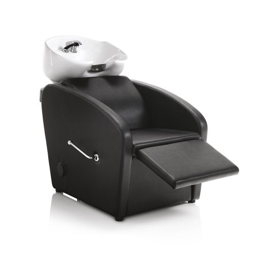 Class Confort: spălător de cap cu suport pentru picioare elegant și practic.