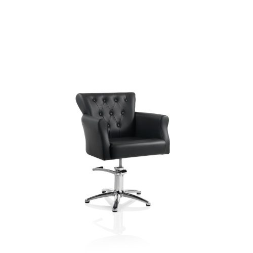 Scaun de coafură Hair Throne negru cu bază stea - eleganță și confort pentru salonul tău!