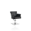 Scaun de coafură Hair Throne negru - bază pătrată elegantă și confortabilă.