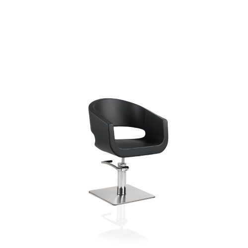 Scaun de coafură Hair Stylo negru cu bază pătrată – eleganță și confort.