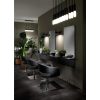 Scaun de coafură Hair Stylo negru cu bază pătrată – eleganță și confort.