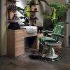 Barber1 stație: laminat negru și stejar elegant pentru un grooming deosebit.