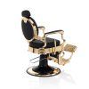 Scaun de frizerie Hair Custom Gold King, confort și stil pentru tunsori perfecte.