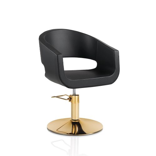 Scaun de frizerie Gold Hair Stylo - bază rotundă, confort și eleganță.